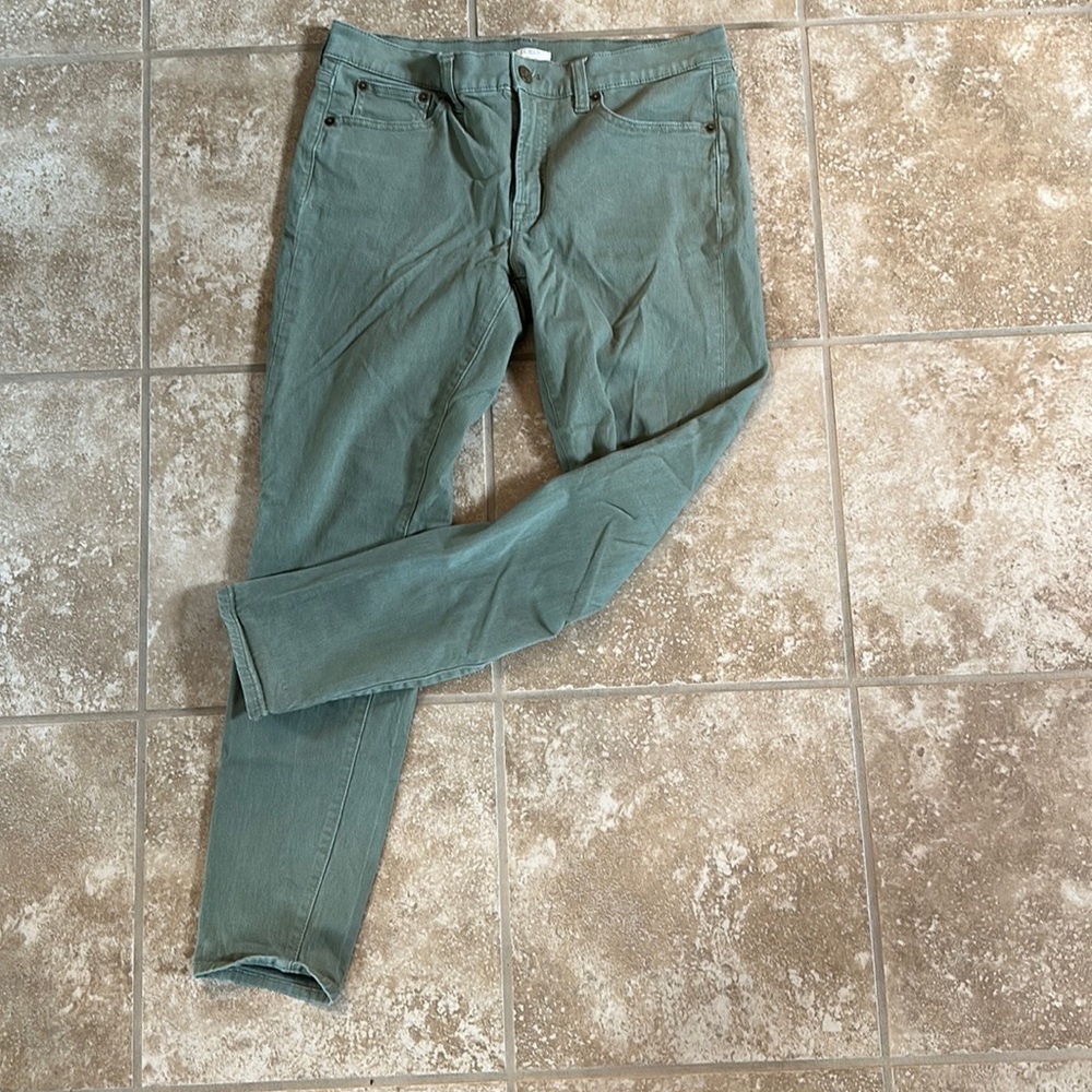 J Crew stretch denim army green size 28